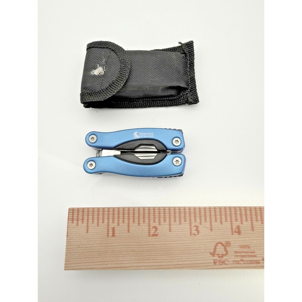 Worldwide IP Solutions Blue Multi Tool Pliers Knife Saw Screwdriver w/ Sheath